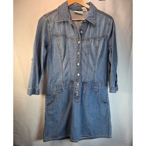 Vintage Denim Button Down 100% Cotton Dress Jeanology Collection SZ 10 Y2K